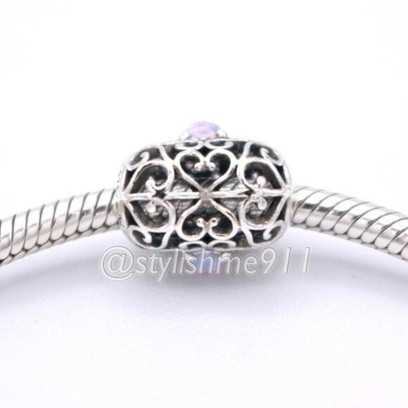 Authentic PANDORA October Signature Heart Charm - 791784NOP - Picture 3 of 7